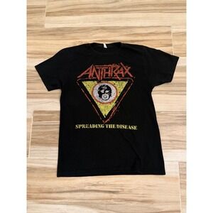 Anthrax Spreading the Disease Black Graphic T-Shirt Mens Small Thrash Metal Band